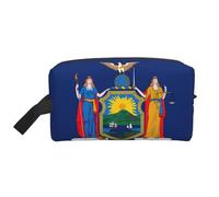 Borsa da toilette con stampa bandiera di New York, borsa da toilette da viaggio, borsa cosmetica spaziosa per le donne, bianco, Taglia unica