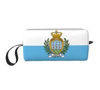 Borsa da toilette con stampa bandiera di San Marino per le donne formato da viaggio carino borsa da toeletta da viaggio borsa per trucco borsa organizer, bianco, Taglia unica