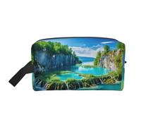 Borsa da toilette con stampa del parco nazionale dei laghi di Plitvice, per donne e uomini, borsa per il trucco da viaggio di grande capacità