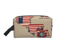 Borsa da toilette con stampa della bandiera del New Jersey map01 per gli uomini, borsa da toeletta da viaggio spaziosa borsa cosmetica per le donne, bianco, Taglia unica