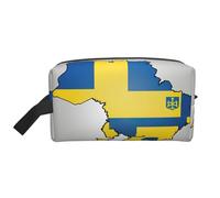 Borsa da toilette con stampa della bandiera dell'Ucraina Map02, borsa da viaggio da uomo, borsa cosmetica spaziosa per donne, bianco, Taglia unica