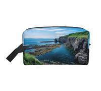 Borsa da toilette con stampa dell'isola di Jeju, per donne e uomini, borsa per il trucco da viaggio di grande capacità