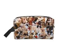 Borsa da toilette con stampa di cani da compagnia per gli uomini borsa da toilette da viaggio, borsa cosmetica spaziosa per le donne, bianco, Taglia unica
