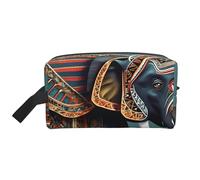Borsa da toilette con stampa di elefante azteco, per donne e uomini, borsa per il trucco da viaggio di grande capacità