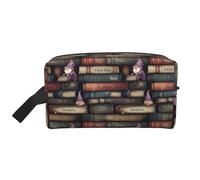 Borsa da toilette con stampa di libri retrò, per uomo e donna, borsa da toeletta da viaggio per cosmetici, accessori da viaggio da appendere per accessori da viaggio