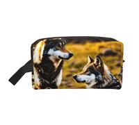 Borsa da toilette con stampa di lupi per donne e uomini, borsa per il trucco da viaggio di grande capacità