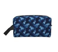 Borsa da toilette con stampa di lupo blu con stelle fantasy, per uomo e donna, borsa da viaggio per cosmetici, accessori da viaggio da appendere per articoli da toeletta da barba