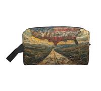 Borsa da toilette con stampa di vecchie mappe degli Stati Uniti per gli uomini borsa da toilette da viaggio, borsa cosmetica spaziosa per le donne, bianco, Taglia unica