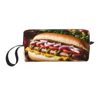 Borsa da toilette con stampa divertente con motivo alimentare per le donne formato da viaggio carino borsa da toilette da viaggio borsa per trucco borsa organizer, bianco, Taglia unica