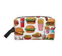 Borsa da toilette con stampa fast food per donne e uomini borsa per il trucco da viaggio borsa per cosmetici di grande capacità