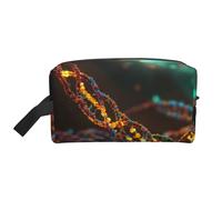 Borsa da toilette con stampa fotografica con catena DNA per donne e uomini, borsa per il trucco da viaggio di grande capacità