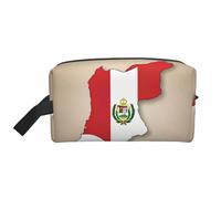 Borsa da toilette con stampa mappa della bandiera del Perù 02 per gli uomini borsa da toilette da viaggio, borsa cosmetica spaziosa per le donne, bianco, Taglia unica