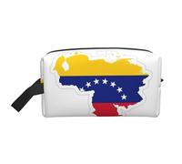 Borsa da toilette con stampa mappa della bandiera del Venezuela, borsa da toilette da viaggio, borsa cosmetica spaziosa per le donne, bianco, Taglia unica