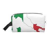 Borsa da toilette con stampa mappa della bandiera italiana, borsa da toilette da viaggio, borsa cosmetica spaziosa per donne, bianco, Taglia unica