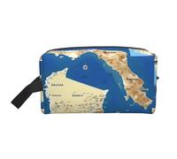 Borsa da toilette con stampa mappa della Grecia per gli uomini borsa da toilette da viaggio, borsa cosmetica spaziosa per le donne, bianco, Taglia unica