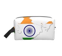 Borsa da toilette con stampa mappa dell'India con bandiera per uomo borsa da toilette da viaggio, borsa cosmetica spaziosa per donne, bianco, Taglia unica