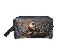 Borsa da toilette con stampa Merry Christmas per gli uomini borsa da toilette da viaggio, borsa cosmetica spaziosa per le donne, bianco, Taglia unica