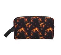 Borsa da toilette con stampa scura e leone fiamma, per uomo e donna, borsa da viaggio per cosmetici, accessori da viaggio da appendere per articoli da toeletta da barba