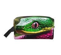 Borsa da toilette con stampa serpente verde per donne e uomini borsa per il trucco da viaggio borsa per cosmetici di grande capacità