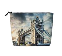 Borsa da toilette con stampa storica Old Tower Bridge Londra Borsa cosmetica Borsa da viaggio di grande capacità per il trucco da donna per uso quotidiano da viaggio, Nero , Taglia unica