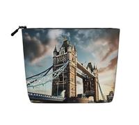 Borsa da toilette con stampa storica Old Tower Bridge Londra Borsa cosmetica Borsa da viaggio di grande capacità per il trucco da donna per uso quotidiano da viaggio, Nero , Taglia unica