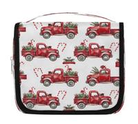 Borsa da toilette da appendere a forma di camion rosso di Natale, borsa da viaggio per cosmetici, accessori per il trucco, organizer impermeabile, borsa da doccia per donne, ragazze, bambini, ramo di