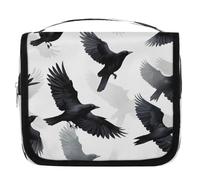 Borsa da toilette da appendere con corvo nero e uccellino, borsa da viaggio per cosmetici, accessori per il trucco, organizer impermeabile, borsa da doccia per donne, ragazze, bambini, regalo,