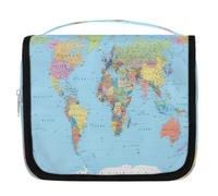 Borsa da toilette da appendere con mappa del mondo, borsa da viaggio per cosmetici e accessori per il trucco, organizer impermeabile, borsa da doccia per donne, ragazze, bambini, regalo educativo,