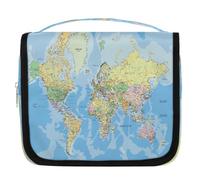 Borsa da toilette da appendere con mappa del mondo politica, borsa da viaggio per cosmetici e accessori per il trucco, organizer impermeabile, borsa da doccia borsa di bellezza per donne ragazze