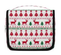 Borsa da toilette da appendere con motivo di cervo natalizio rosso, borsa da viaggio per cosmetici e accessori per il trucco, organizer impermeabile, borsa da doccia per donne, ragazze, bambini,