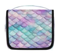 Borsa da toilette da appendere con squame di sirena rosa viola borsa da viaggio per cosmetici accessori per il trucco organizer impermeabile borsa da doccia borsa di bellezza per donne ragazze bambini