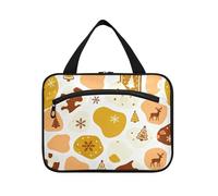 Borsa da toilette da appendere con stampa di pelliccia di mucca natalizia gialla e marrone con gancio accessori di design borsa da barba per uomo essenziale donna viaggio maleta para maquillaje