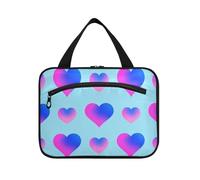Borsa da toilette da donna con gancio, da appendere, con scritta "Valentine Love", colore rosa e blu, borsa da toilette impermeabile per donne da viaggio estuche de maquillaje para Mujer L