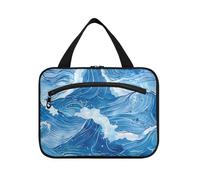 Borsa da toilette da donna giapponese Blue Wave Ukiyo-e Hanging con gancio, borsa per il trucco unisex di design per auto per i viaggi Must Haves Hotel Bolsa para guardar maquillaje L