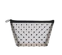 Borsa da toilette da donna per cosmetici, rossetto, chiavi, monete, borsa a forma di cuore, in rete trasparente, Beige-B, *10