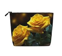 Borsa da toilette da donna, stile moderno, stile moderno, stile Mid-Century, borsa da viaggio portatile, organizer quotidiano con cerniera, Belle Rose Gialle, Taglia unica