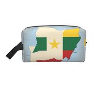 Borsa da toilette da uomo con stampa a stelle gialle con bandiera del Senegal, borsa da toilette da viaggio, capiente borsa cosmetica da donna, bianco, Taglia unica