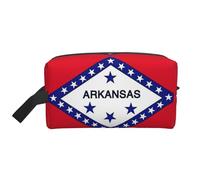 Borsa da toilette da uomo con stampa bandiera dello stato dell'Arkansas, borsa da toilette da viaggio, borsa cosmetica spaziosa per donne, bianco, Taglia unica