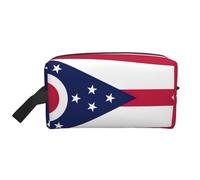 Borsa da toilette da uomo con stampa bandiera dello Stato dell'Ohio, borsa per cosmetici spaziosa borsa da viaggio da donna, bianco, Taglia unica