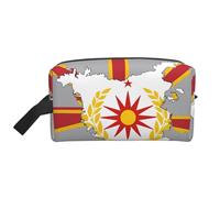 Borsa da toilette da uomo con stampa con bandiera della Macedonia del Nord, borsa da toilette da viaggio, capiente borsa cosmetica da donna, bianco, Taglia unica