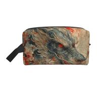 Borsa da toilette da uomo con stampa del leggendario drago, borsa da viaggio spaziosa borsa cosmetica per donne, bianco, Taglia unica