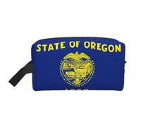 Borsa da toilette da uomo con stampa della bandiera dello Stato dell'Oregon, borsa da toilette da viaggio, borsa cosmetica spaziosa per donne, bianco, Taglia unica