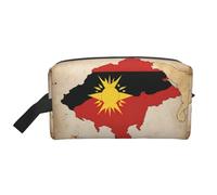 Borsa da toilette da uomo con stampa della bandiera di Timor Est Map01, borsa da toilette da viaggio, capiente borsa cosmetica da donna, bianco, Taglia unica