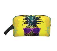 Borsa da toilette da uomo con stampa di ananas Psych, borsa da toilette da viaggio, capiente borsa per cosmetici da donna, bianco, Taglia unica