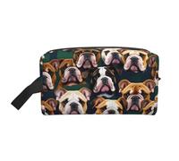 Borsa da toilette da uomo con stampa di bulldog inglese, borsa cosmetica spaziosa borsa da viaggio da donna, bianco, Taglia unica