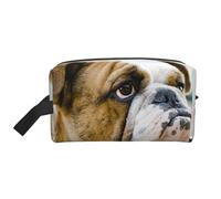 Borsa da toilette da uomo con stampa di bulldog inglese divertente, borsa cosmetica spaziosa borsa da viaggio da donna, bianco, Taglia unica