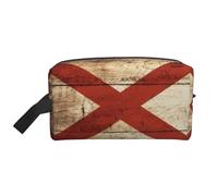 Borsa da toilette da uomo con stampa di cartolina in legno antico con bandiera dell'Alabama, borsa da toilette da viaggio, capiente borsa cosmetica da donna, bianco, Taglia unica