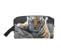 Borsa da toilette da uomo, con stampa di cucciolo di tigre, borsa per cosmetici, capiente, da viaggio, da donna, bianco, Taglia unica