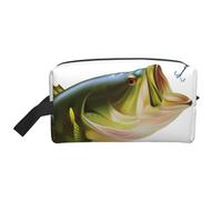 Borsa da toilette da uomo con stampa di esche con lenza che mangia pesciolini da uomo, borsa cosmetica spaziosa borsa da viaggio da donna, bianco, Taglia unica