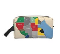 Borsa da toilette da uomo con stampa di mappa del Sud Sudan, borsa da toilette da viaggio, capiente borsa cosmetica da donna, bianco, Taglia unica